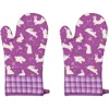 Northlight Hopping Bunnies Plaid Easter Kitchen Oven Mitts In Purple