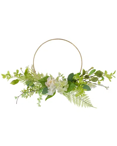 Northlight Hydrangea & Fern Ring Wreath In Green