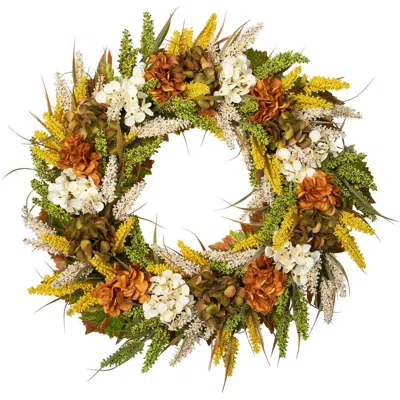 Northlight Hydrangea Artificial Fall Harvest Twig Wreath In Multi