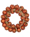 Northlight Jack O'lantern Burlap Ribbon Halloween Wreath In Orange
