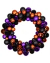 Northlight Jack-o-lantern Shatter Resistant Ball Ornament Halloween Wreath Unlit, 24" In Black