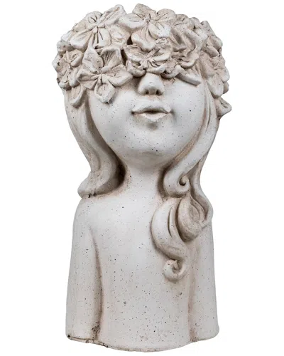 Northlight Lady Head With Flowers Outdoor Garden Planter In White