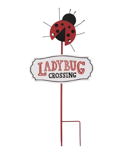 Northlight Ladybug Crossing Metal Outdoor Garden Stake In Red