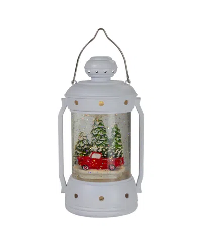 Northlight Lantern Christmas Snow Globe With Truck And Trees, 9" In Green