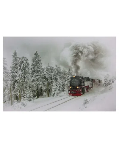 Northlight Large Fiber Optic And Led Lighted Winter Woods With Train Canvas Wall Art, 15.75" X 23.5" In White