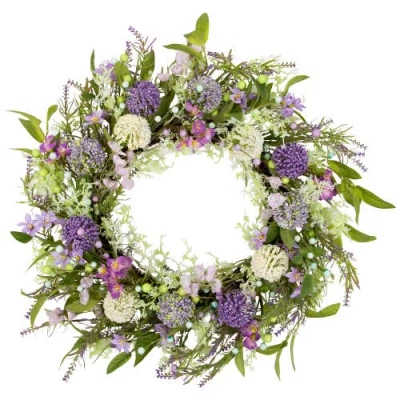 Northlight Lavender And Allium Spring Wreath In Purple