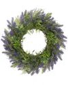 Northlight Lavender & Spring Foliage Artificial Floral Wreath In Purple