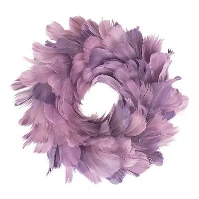 Northlight Layered Purple Feather 10-inch Unlit Wreath