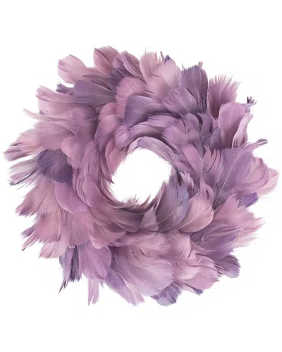 Northlight Layered Purple Feather Christmas Wreath 10-in Unlit