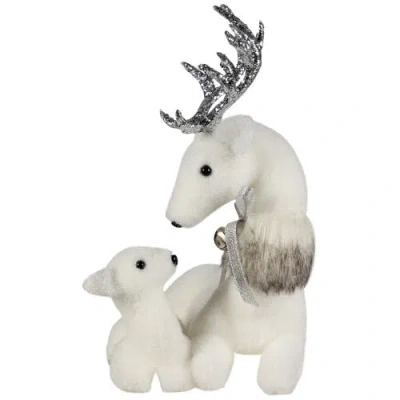 Northlight Laying Reindeer Mom And Calf Christmas Figurine In White