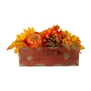 Northlight Leaf And Berry In Wooden Box Thanksgiving Tabletop Decor In Brown