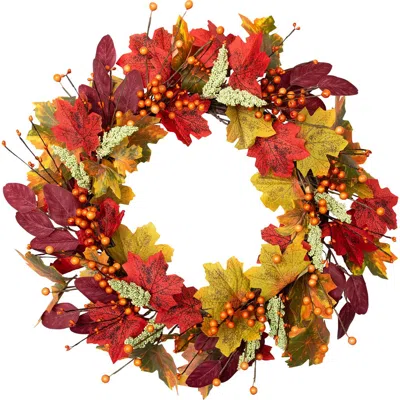 Northlight Leaves And Berries Artificial Fall Harvest Wreath In Multi