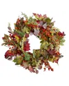 Northlight Leaves And Berries Artificial Fall Harvest Wreath In Red
