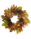 Northlight Leaves & Berries Twig Artificial Thanksgiving Wreath In Brown