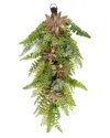 Northlight Leaves & Succulents Artificial Spring Teardrop Swag In Green