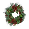 Northlight Leaves Berry And Pine Needle Artificial Unlit Wreath In Multi