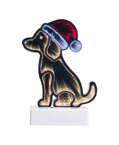 Northlight Led 3d Christmas Dog With Santa Hat Tunnel Light In White