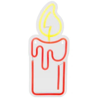 Northlight Led Candle Neon Lighted Christmas Wall Or Window Decoration In Red