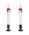 Northlight Led Dripping Blood Halloween Taper Candles With Timer, Set Of 2 In Multi