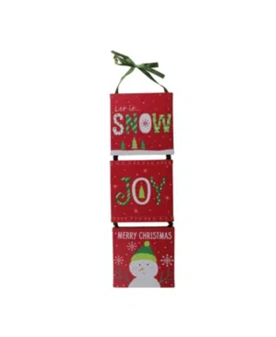Northlight Led Fibre Optic 3-panel Snowman Christmas Wall Art Decoration In Green