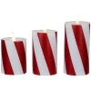 Northlight Led Flameless Flickering Candy Cane Wax Pillar Christmas Candles In Red