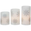Northlight Led Flameless Flickering Wax Pillar Snowflake Christmas Candles In White