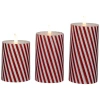 Northlight Led Flickering Flameless Candy Cane Striped Christmas Wax Pillar Candles In Red