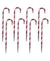 Northlight Led Lighted Candy Cane Outdoor Pathway Markers, Set Of 8 In Red