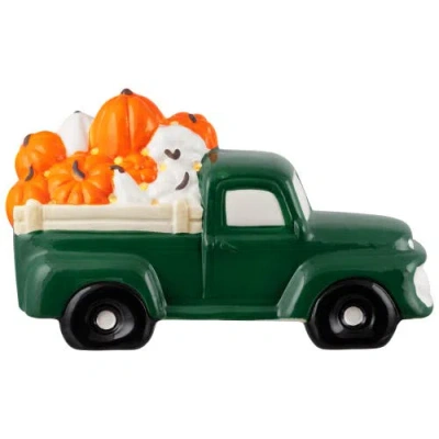 Northlight Led Lighted Ceramic Truck Hauling Pumpkins Fall Harvest Decoration In Green