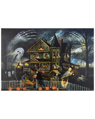 Northlight Led Lighted Creepy Haunted House Halloween Canvas Wall Decor In Orange