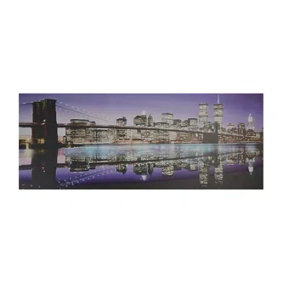 Northlight Led Lighted Famous New York City Brooklyn Bridge Skyline Canvas Wall Art 15.75'' X 39.25'' In Blue