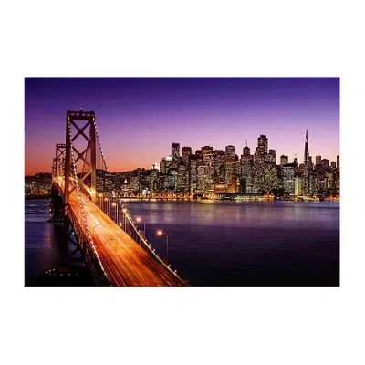 Northlight Led Lighted Famous San Francisco Oakland Bay Bridge Canvas Wall Art 23.5" In Purple