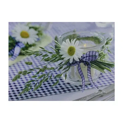 Northlight Led Lighted Flickering Daisy Tea Light Candle Canvas Wall Art 11.75'' X 15.75'' In Green