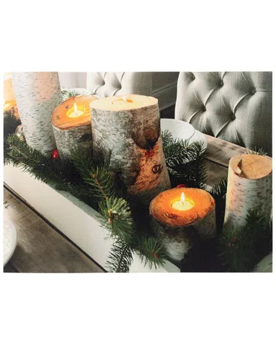 Northlight Led Lighted Flickering Woodland Candles Canvas Christmas Wall Art In Gray