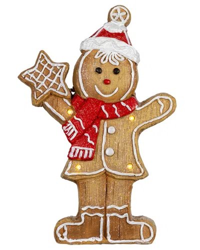 Northlight Led Lighted Gingerbread Boy With Frosted Cookie Star Christmas Figurine In Brown