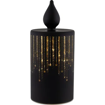 Northlight Led Lighted Glass Candle With Stars Christmas Decoration In Black