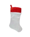 Northlight 22.25in Led Lighted White Iridescent Glittered With Red Cuff Christmas Stocking In White