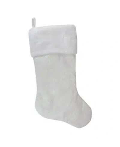 Northlight Led Lighted Iridescent Glitter Snowflake Christmas Stocking In White