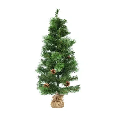 Northlight Led Lighted Mixed Pine And Pine Cones 3 Foot Pre-lit Pine Christmas Tree In Green