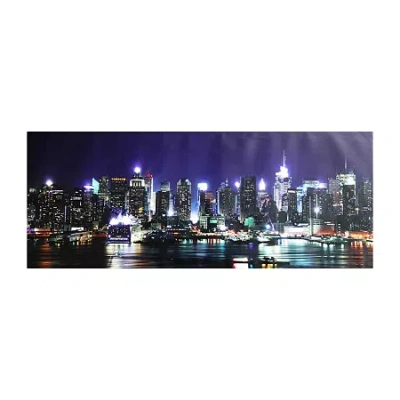 Northlight Led Lighted New York City Skyline Canvas Wall Art 15.75" X 39.25" In Blue