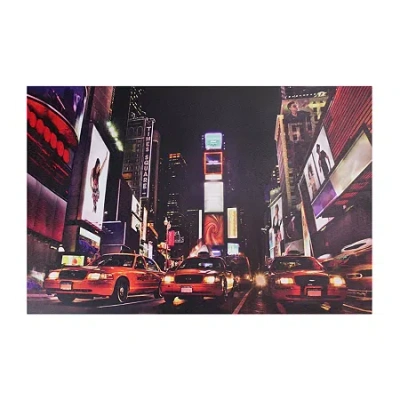 Northlight Led Lighted Nyc Times Square Broadway Taxi Cabs Canvas Wall Art 15.75" X 23.5" In Black