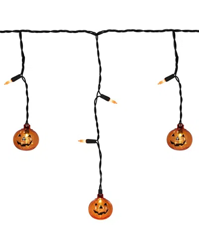 Northlight Led Lighted Pumpkin Halloween Curtain Icicle Lights In Orange