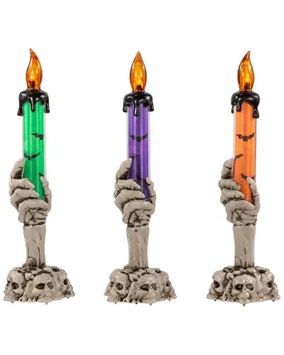 Northlight Led Lighted Skeleton Hand Halloween Candles In Multicolor