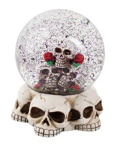 Northlight Led Lighted Skulls & Roses Halloween Snow Globe With Sound In Beige