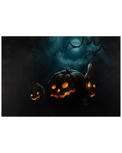 Northlight Led Lighted Spooky Halloween Jack-o-lanterns Canvas Wall Decor In Orange