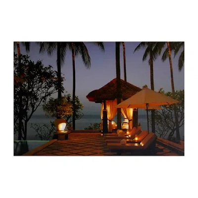 Northlight Led Lighted Tiki Hut Relaxation Scene Canvas Wall Art 23.5" In Blue