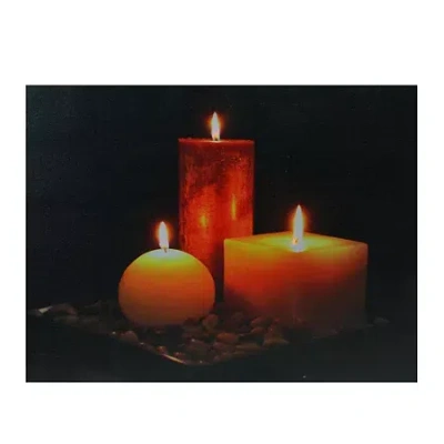 Northlight Led Lighted Tranquil Zen Triple Candles Canvas Wall Art 12'' X 15.75'' In Multi