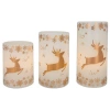 Northlight Led Reindeer Flameless Flickering Wax Pillar Christmas Candles In Neutral