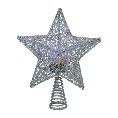 NORTHLIGHT LED SILVER STAR CHRISTMAS TREE TOPPER