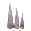 Northlight Led Snowy Rattan Cone Tree 3-pc. Lighted Christmas Tabletop Decor In Brown